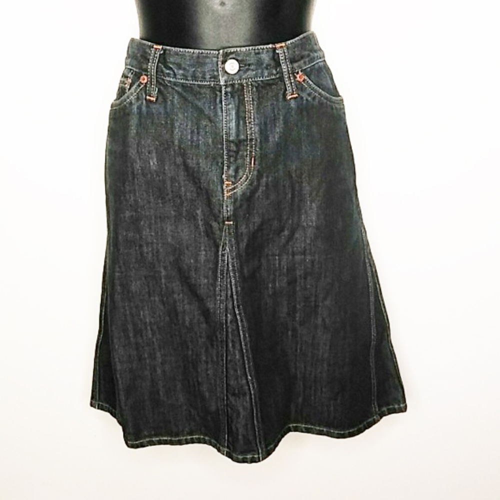 Gap Blue Denim A-line Midi Skirt